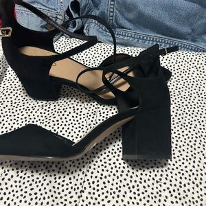 Aldo Black Strappy Block Heels